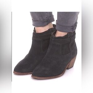 Joie Ajax Suede Ankle Booties with Wooden Heels in black color size 6
